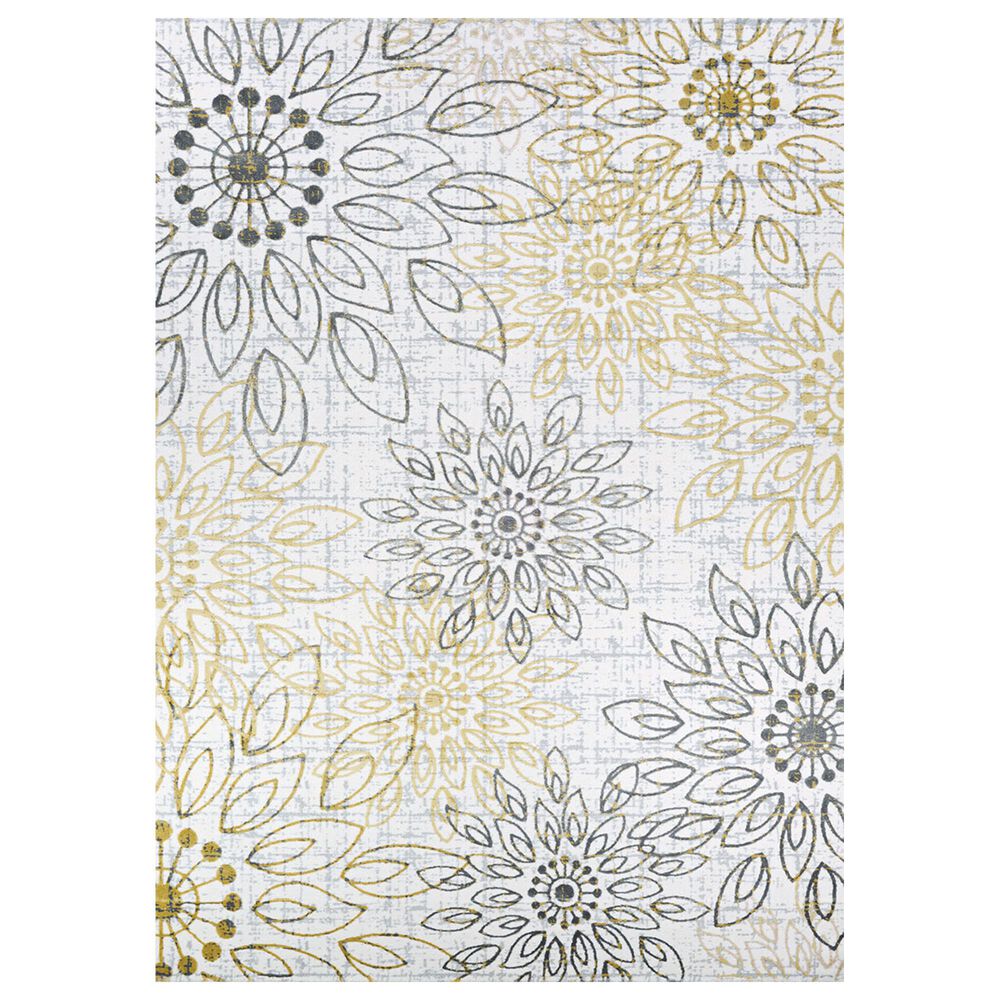Couristan Calinda Summer Bliss 2" x 3" Gold, Silver and Ivory Area Rug, , large