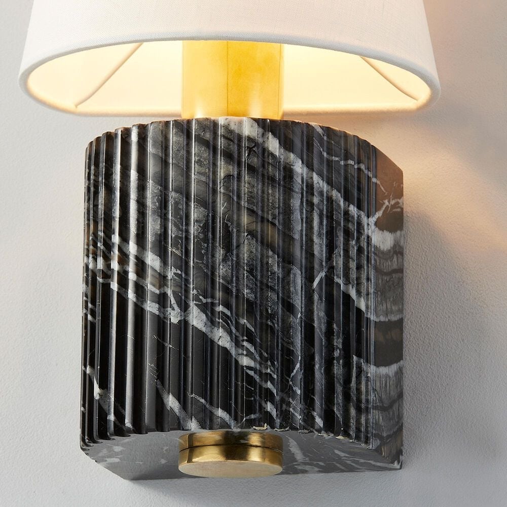 Corbett Lighting Aden 1-Light Wall Sconce in Vintage Brass and Black Marble, , large