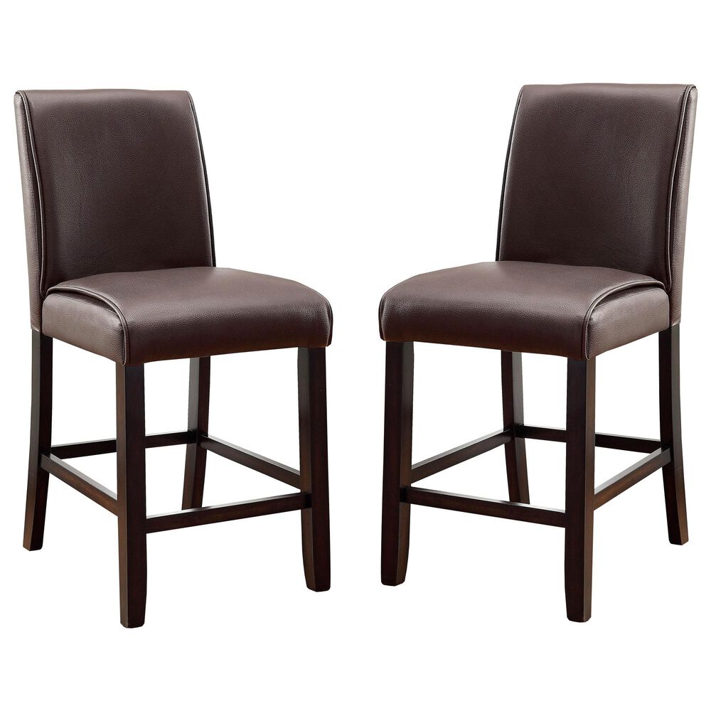 Furniture of America Armstead Counter Height Chair in Dark Walnut (Set of 2), , large