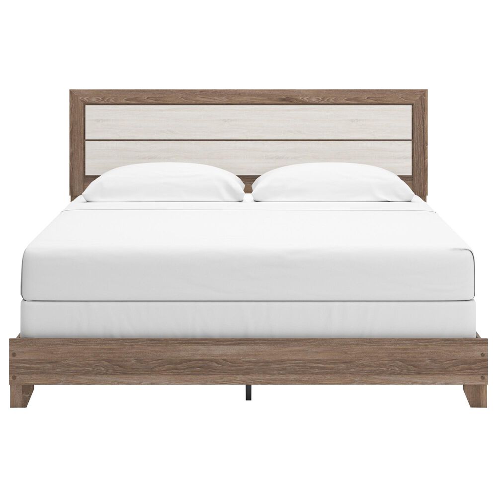 Ashley Sharnari King Panel Bed in Warm Gray, Brown and Antique White, , large