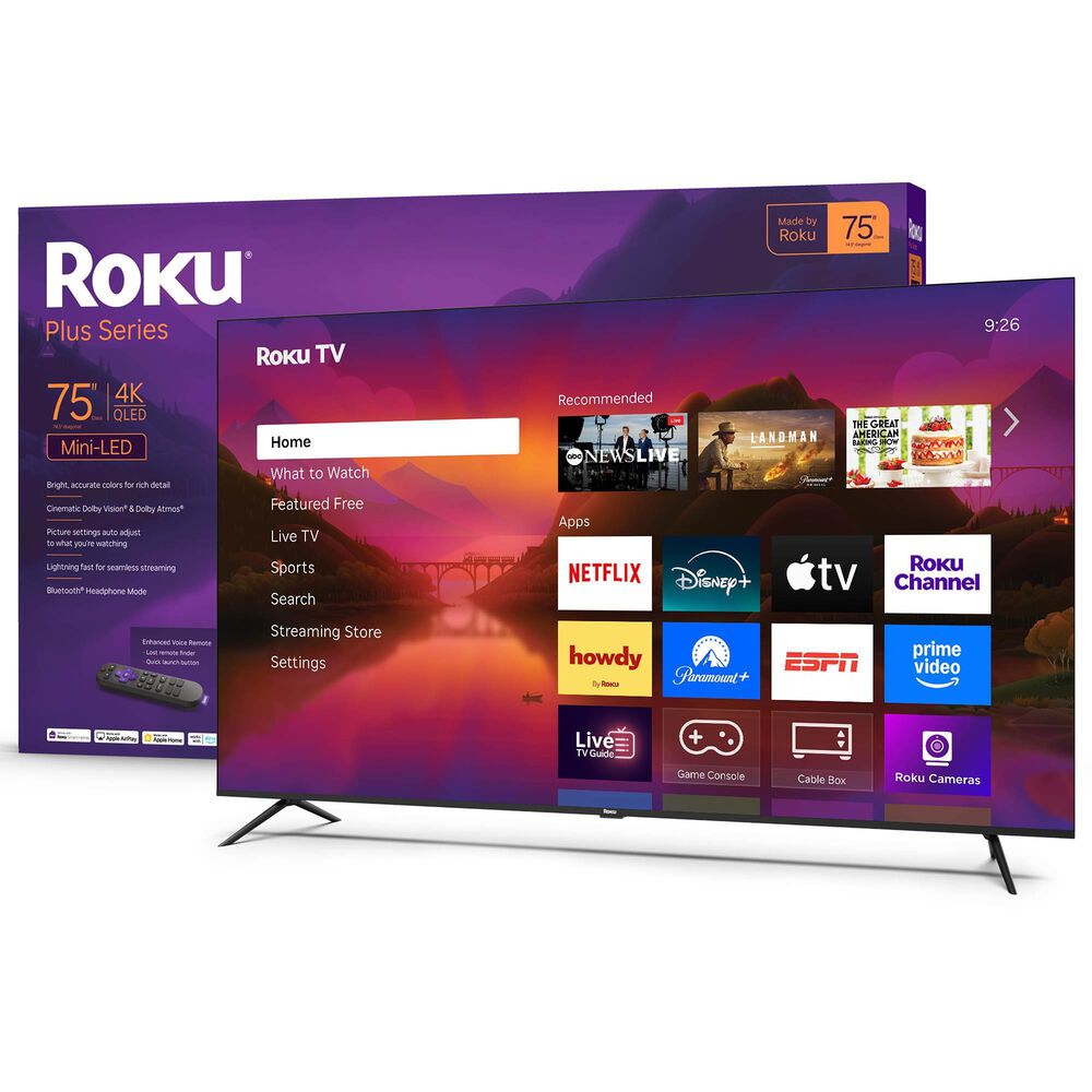 Roku 75" Class Plus Series QLED Mini-LED in Black - Smart TV, , large