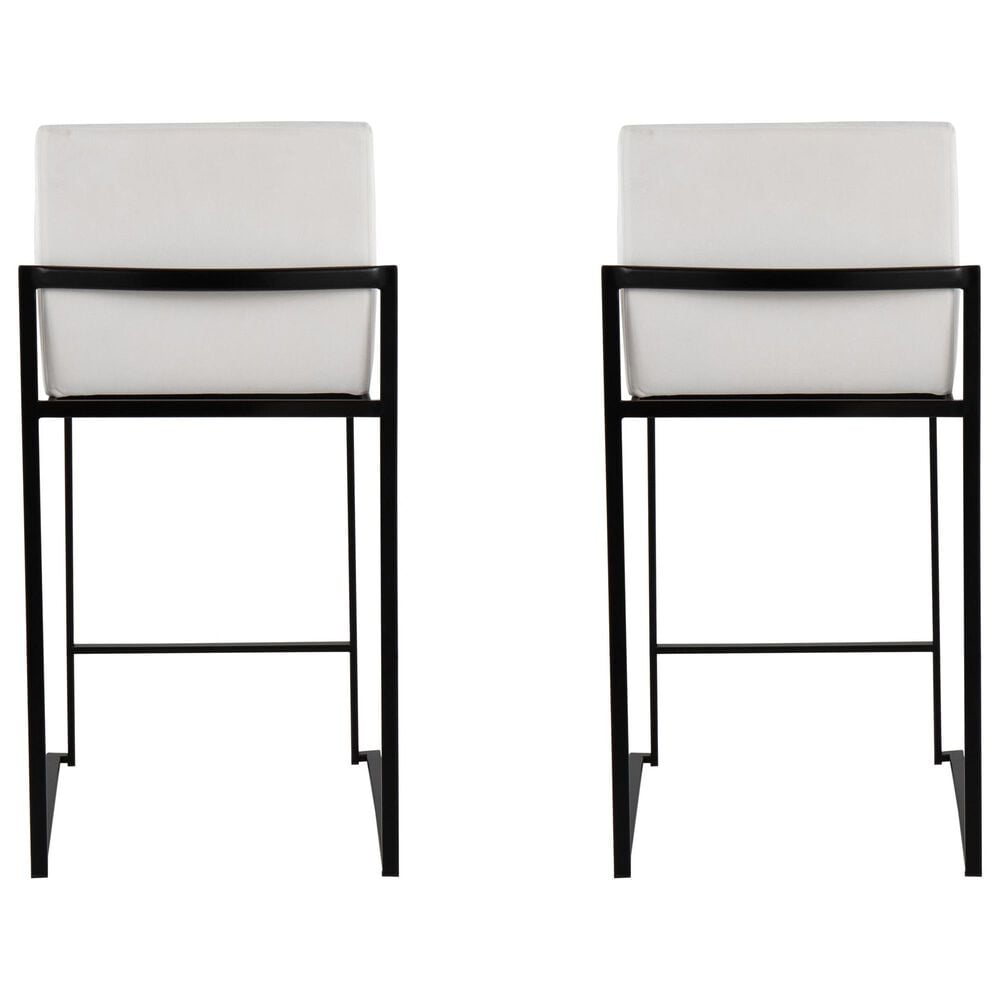 Lumisource Fuji High Back Counter Stool with White Velvet Cushion in Black &#40;Set of 2&#41;, , large