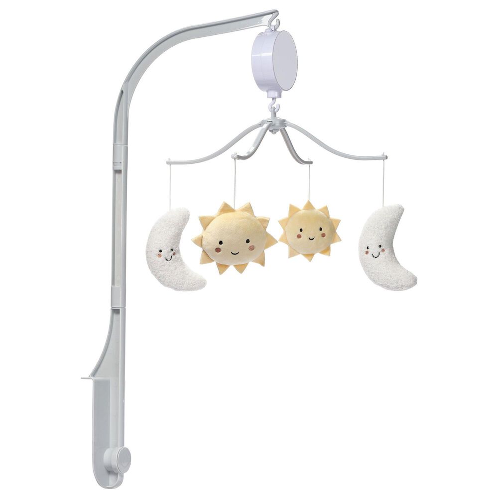 Lambs and Ivy Little Star Musical Baby Crib Mobile Soother Toy in Gray, Soft White and Creamy Yellow, , large