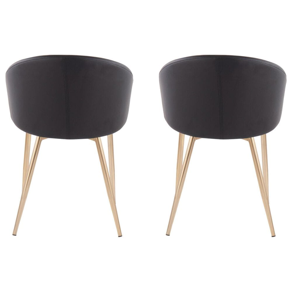 LumiSource Claire Arm Chair with Black Faux Leather Cushion in Gold (Set of 2), , large