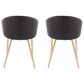 LumiSource Claire Arm Chair with Black Faux Leather Cushion in Gold (Set of 2), , large