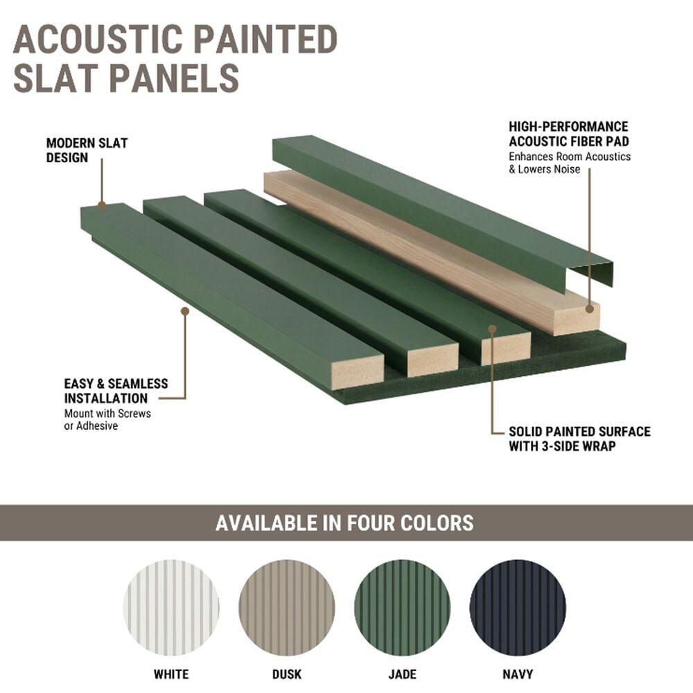 MS International Jade 9.5" x 94.5" Acoustic Wall Slat Panels, , large