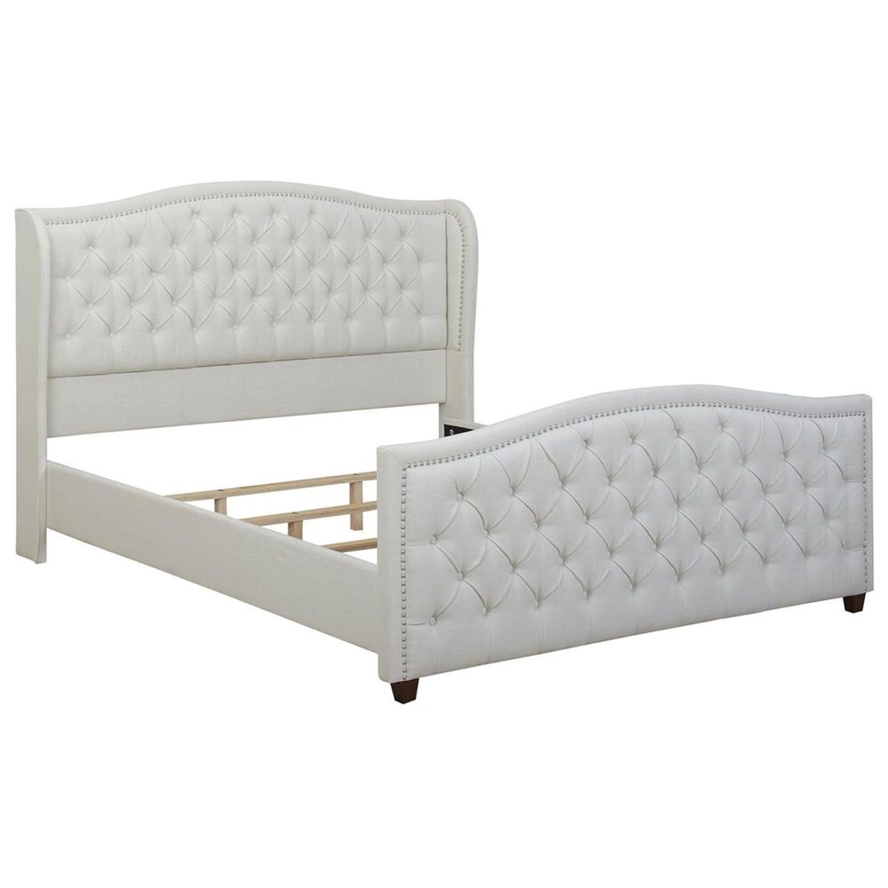 Jennifer Taylor Home Marcella Tufted Wingback King Bed in Antique White NFM