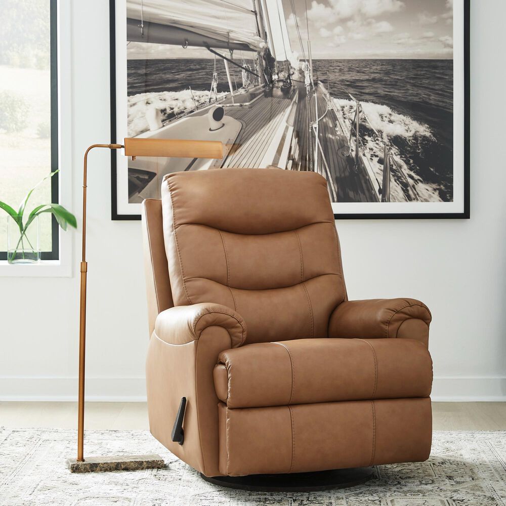 Kelsey Nosal Flynwood Manual Swivel Glider Recliner in Butternut, , large
