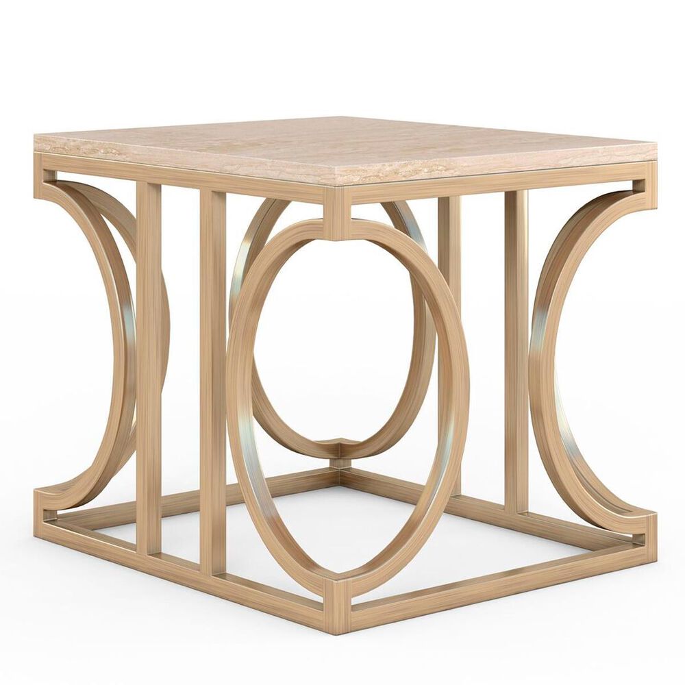 Vantage Intersect End Table in Burnished Brass and Marble, , large