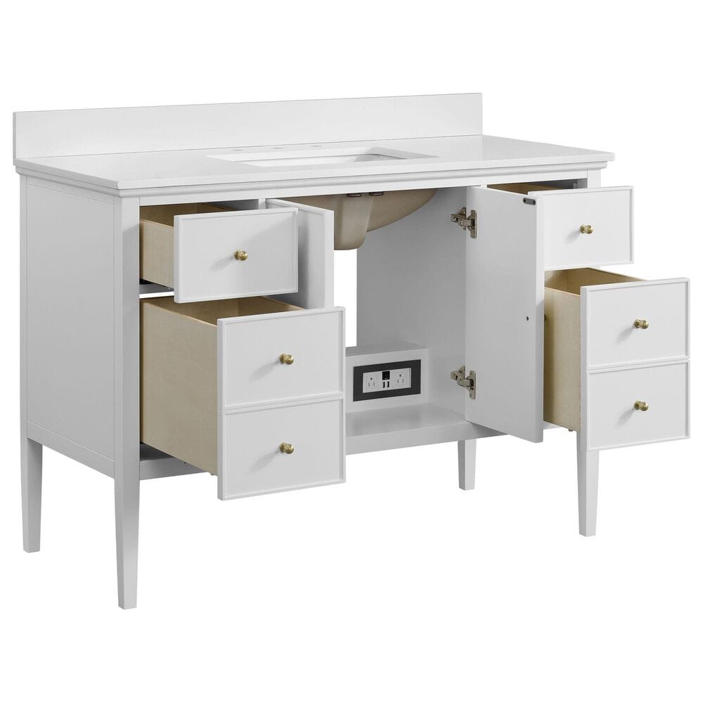 37B Heston 48" Single Bathroom Vanity in Bright White with White Composite Stone Top and Backsplash, , large
