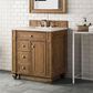 James Martin Vanities Bristol 30" Single Bathroom Vanity in Saddle Brown with 3 cm Eternal Marfil Quartz Top and Rectangular Sink, , large