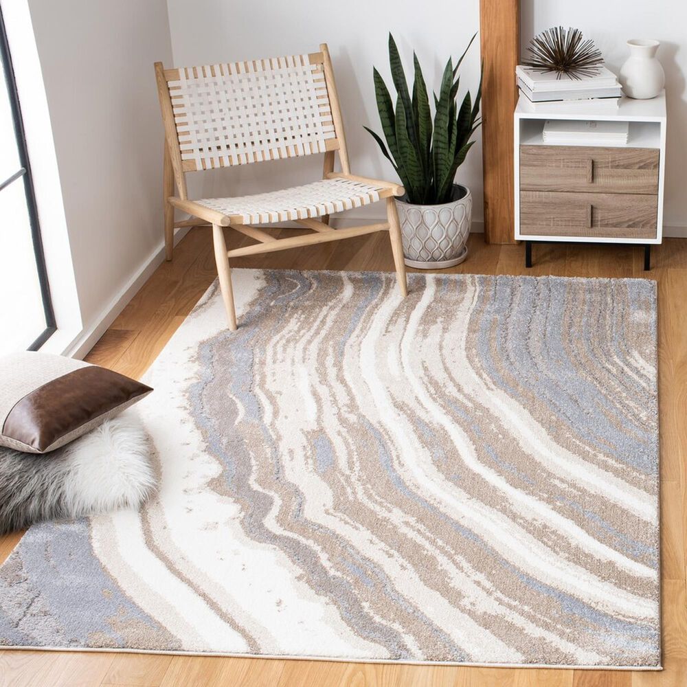 Safavieh Cyrus Shag CYR126A 4&#39;5&quot; x 6&#39;5&quot; Ivory and Grey Area Rug, , large