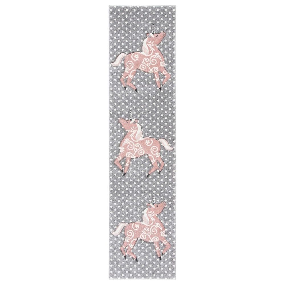 Safavieh Carousel 2" x 8" Grey, Ivory and Pink Kids Runner, , large