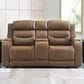 Ashley Knightington Power Reclining Loveseat with Audio Seating in Caramel, , large