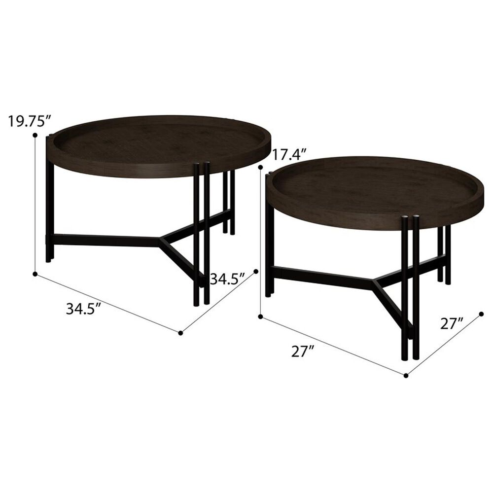 Golden Wave Furniture Huron Nesting Cocktail Table in in Dark Brown and Black, , large