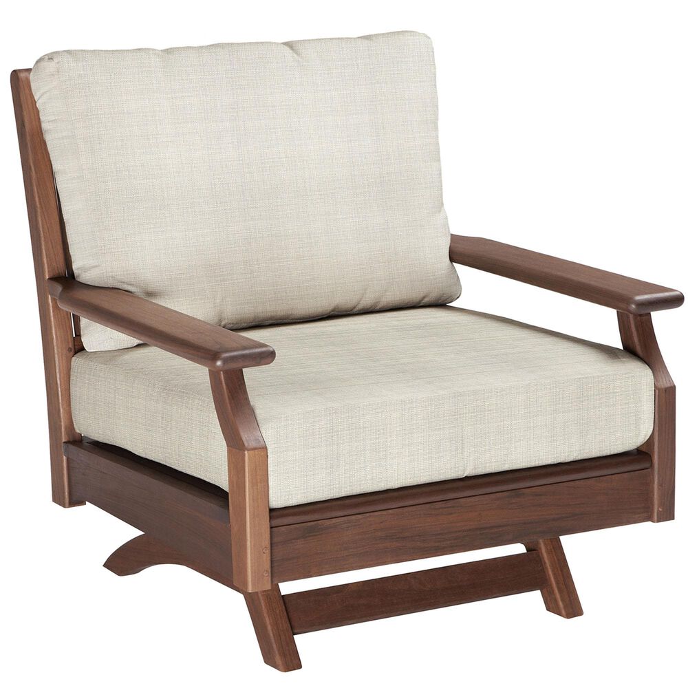 Jensen Outdoor Opal Patio Swivel Chair with Cushion in Chocolate Brown, , large