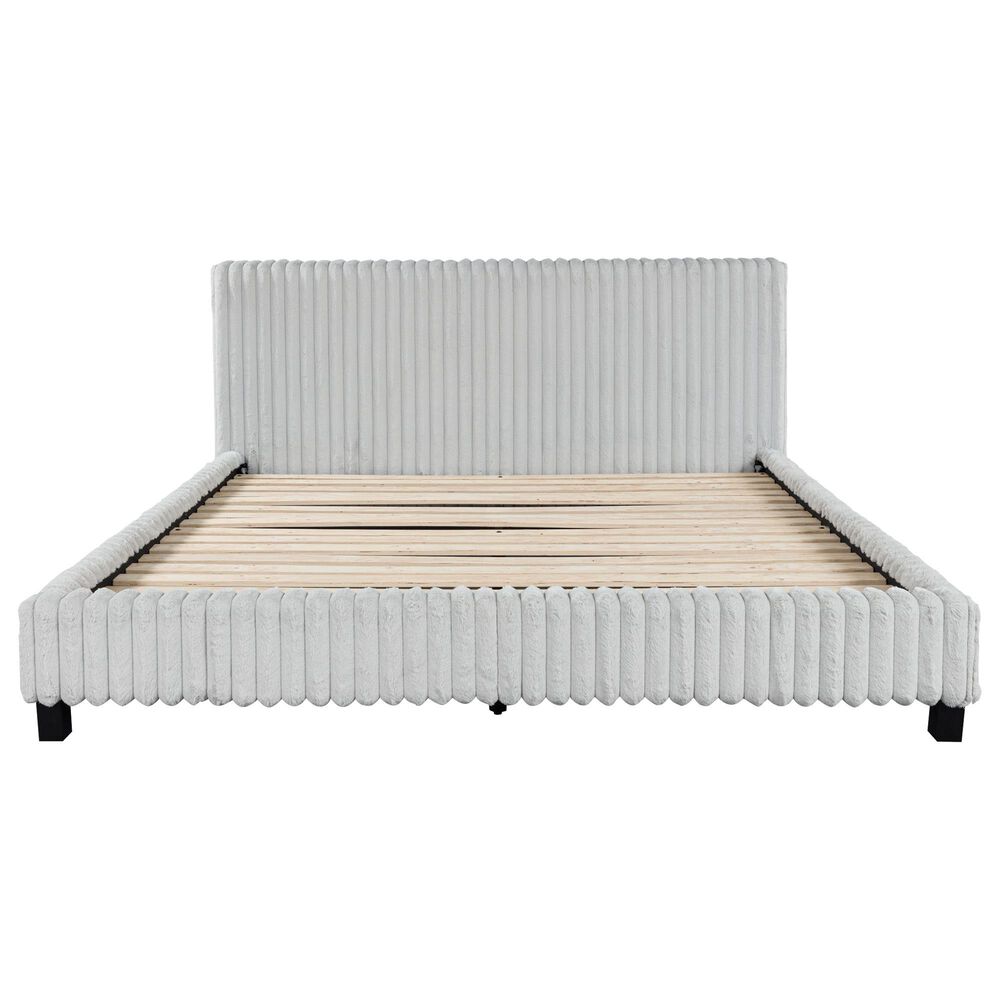 Ashley Zuraleus 4-Piece King Upholstered Platform Bedroom Set in Matte White, , large