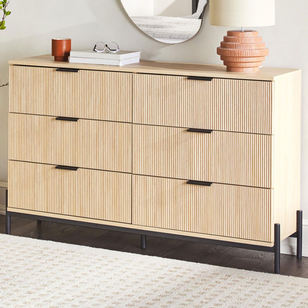 Walker Edison Paris 6-Drawer Dresser in Coastal Oak, , large