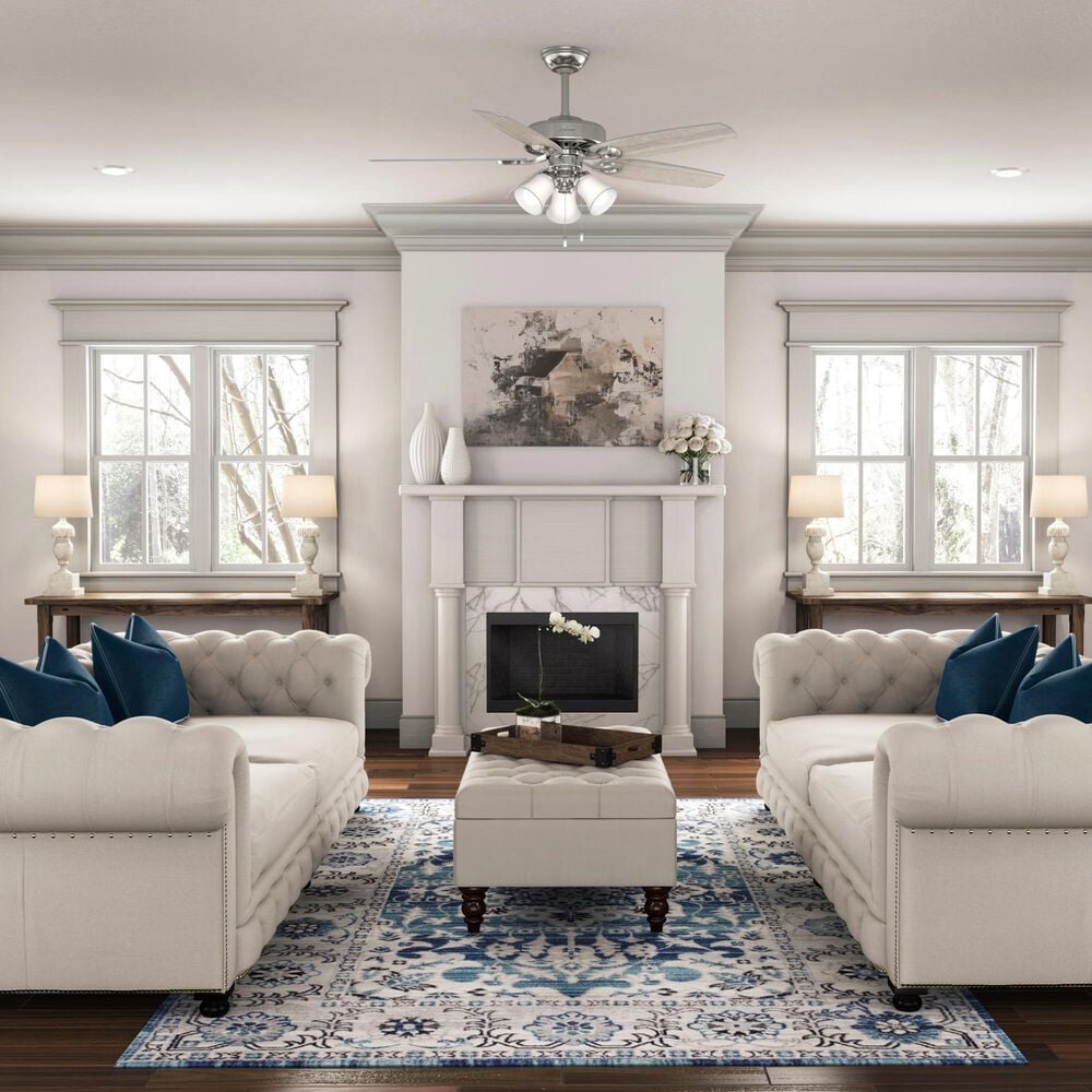 Hunter Builder Plus 52&quot; Ceiling Fan with Lights in Brushed Nickel, , large
