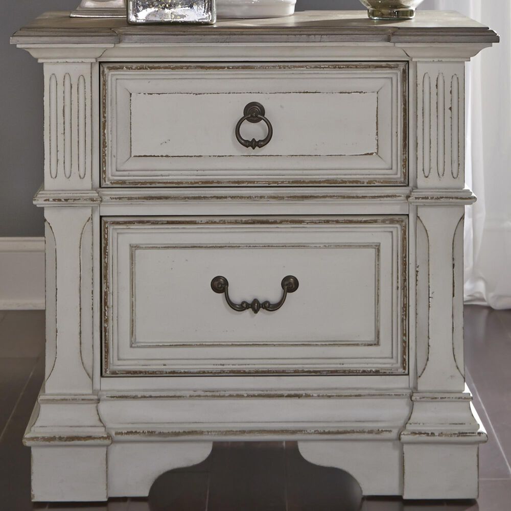Belle Furnishings Abbey Park 2 Drawer Nightstand with Charging Station in White, , large