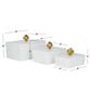 Maple and Jade 3-Piece Decorative Box Set with Finial in Polished White and Metallic Gold, , large