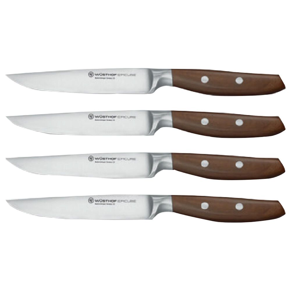 Wusthof Trident Epicure 4-Piece Steak Knife Set in Stainless Steel and Brown, , large