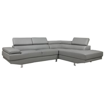Homepoint Development Limited Zane 2-Piece Right Facing Stationary Sectional with Chaise in Gray Faux Leather, , large
