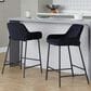 LumiSource Daniella Counter Stool with Black Velvet Upholstery in Black (Set of 2), , large