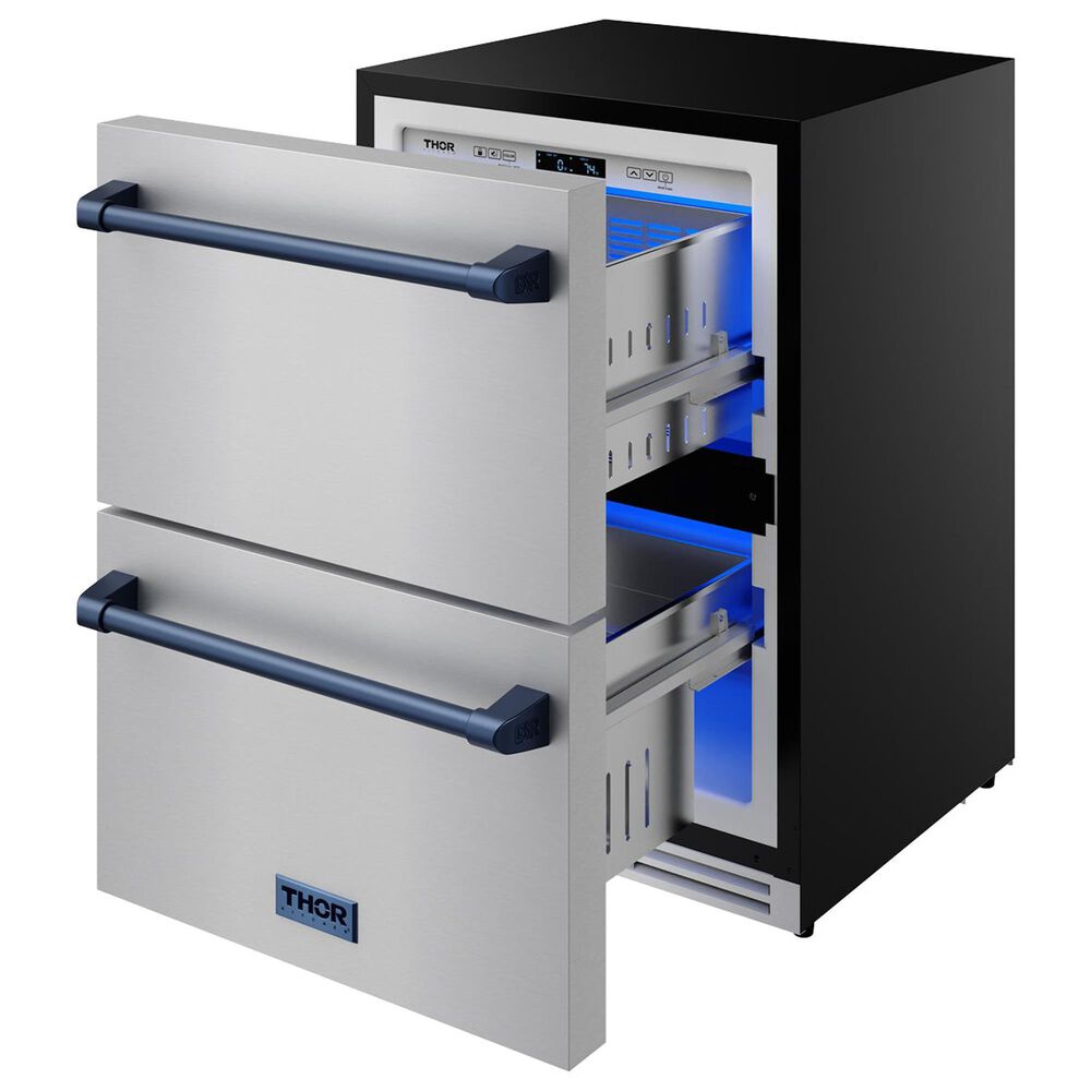 Thor Kitchen Gordon Ramsay 5.4 Cu. Ft. Undercounter Drawer Freezer with Blue Handle Kit in Stainless Steel, , large