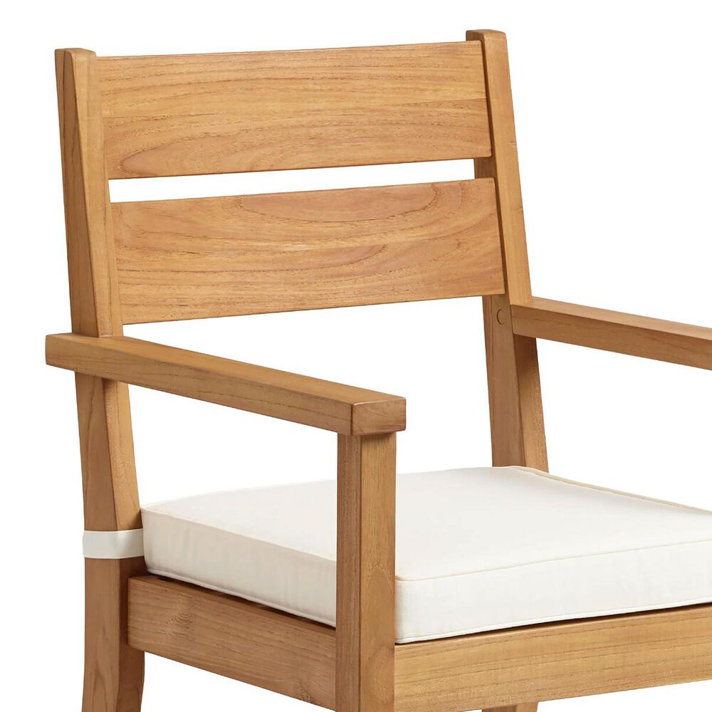 Linon Home Decor Carenen Patio Arm Chair with Antique White Cushion in Natural, , large