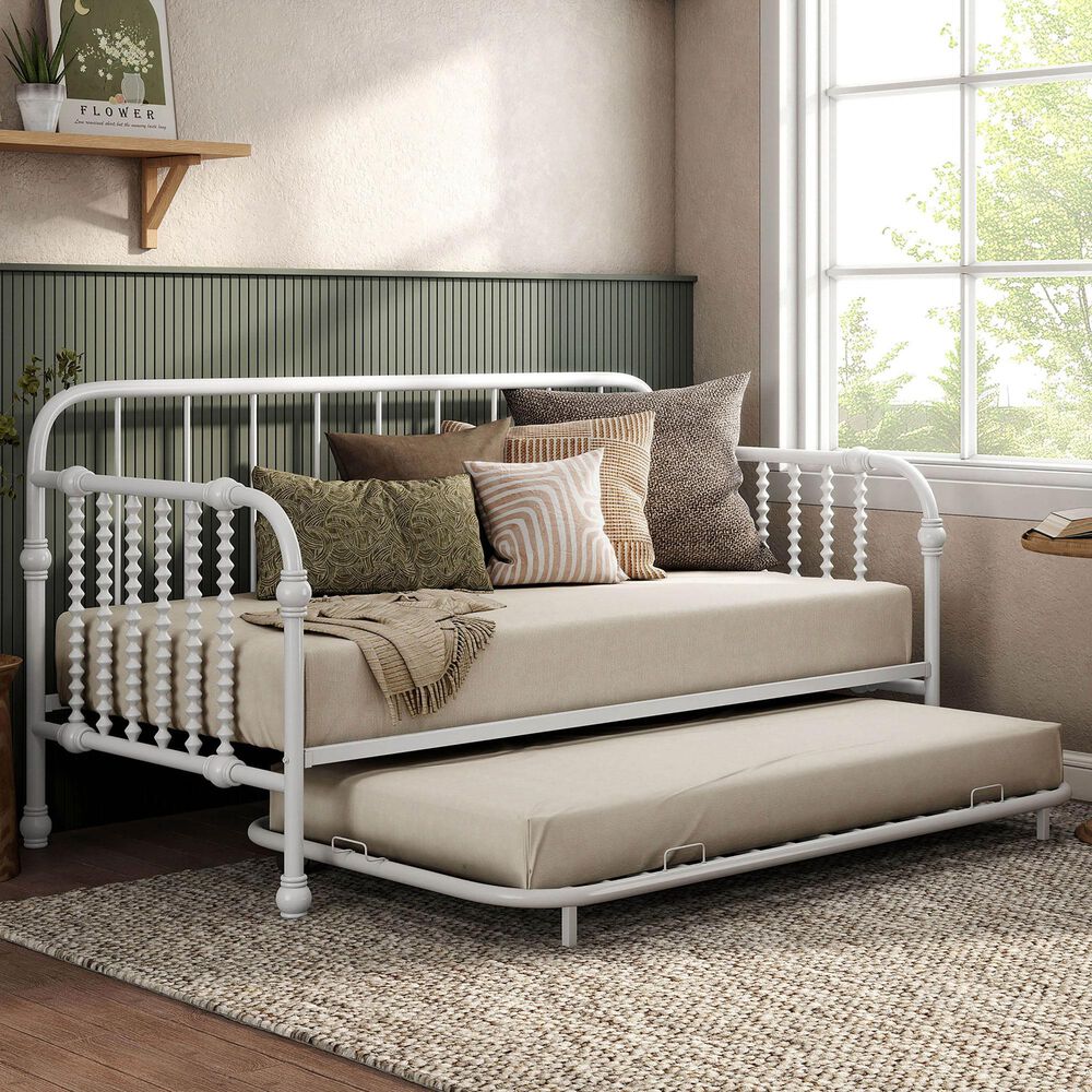 Furniture of America Wren Twin Daybed with Trundle in White, , large