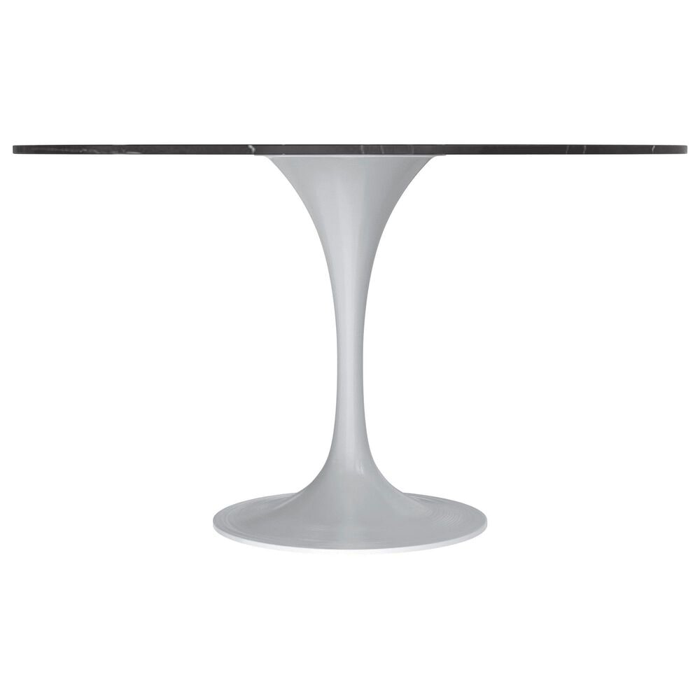 Leisuremod LeisureMod Verve Collection 48 Round Dining Table, White Base with Sintered Stone Black Top, , large