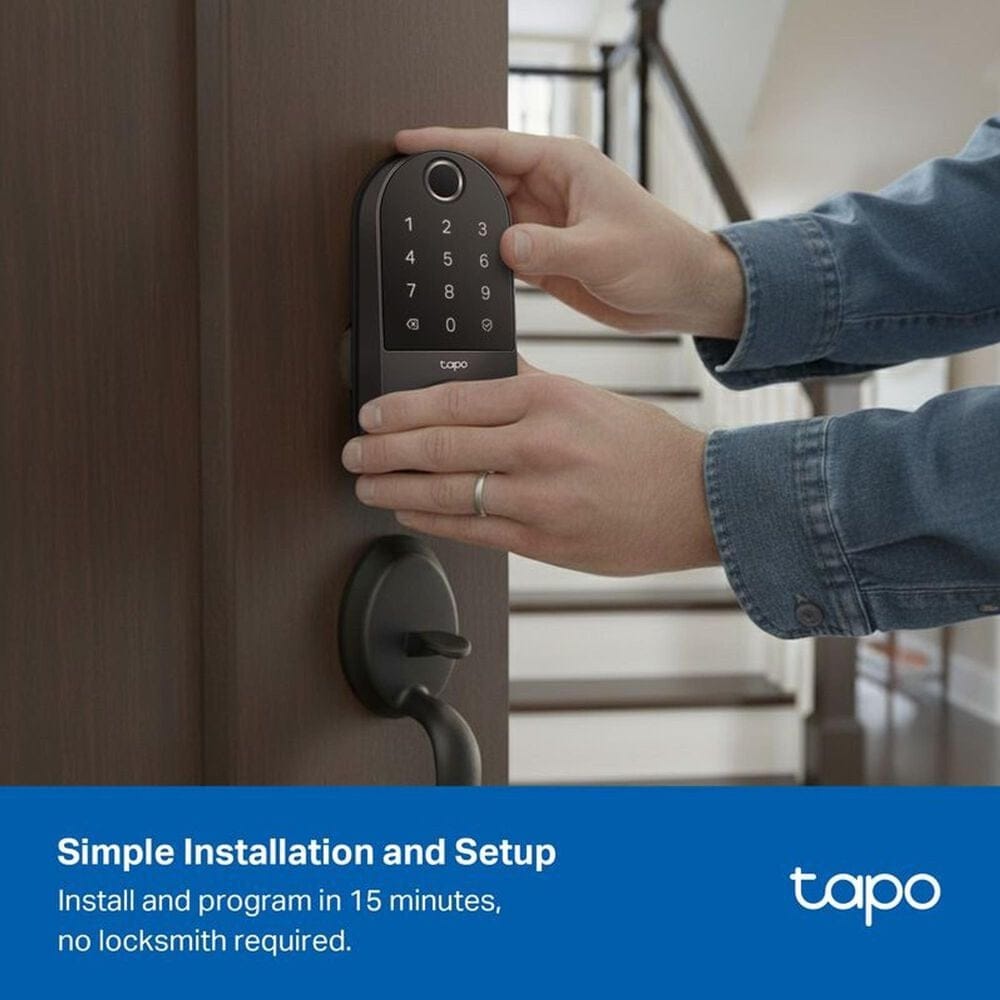TP-Link Tapo Smart Wi-Fi Door Lock with Built-in Doorbell in Black, , large