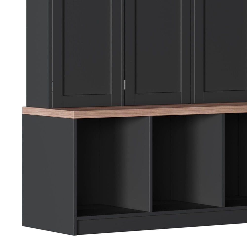 HOMLUX 4-Hook Hall Tree with 8-Door in Black and Walnut, , large