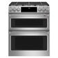 Cafe 30" Slide-In Front Control Dual-Fuel Double Oven with Convection Range in Stainless Steel, , large
