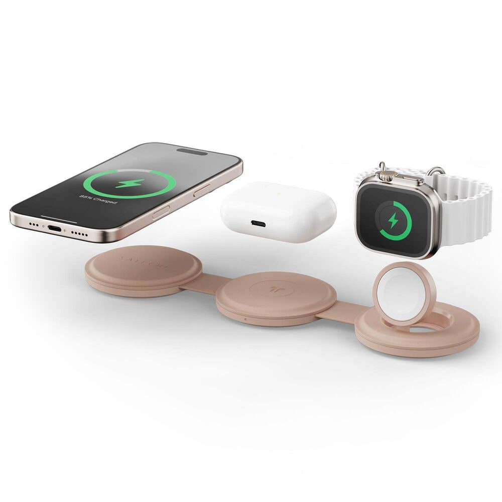 Satechi OntheGo 3-in-1 Wireless Charger in Desert Rose, , large