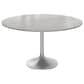 Leisuremod LeisureMod Verve Collection 48 Round Dining Table, Brushed Chrome Base with Sintered Stone White Top, , large