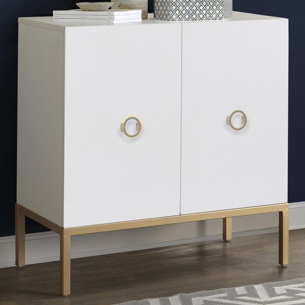 Accentric Approach Accentric Accents Accent Door Cabinet in Crisp White and Gold, , large