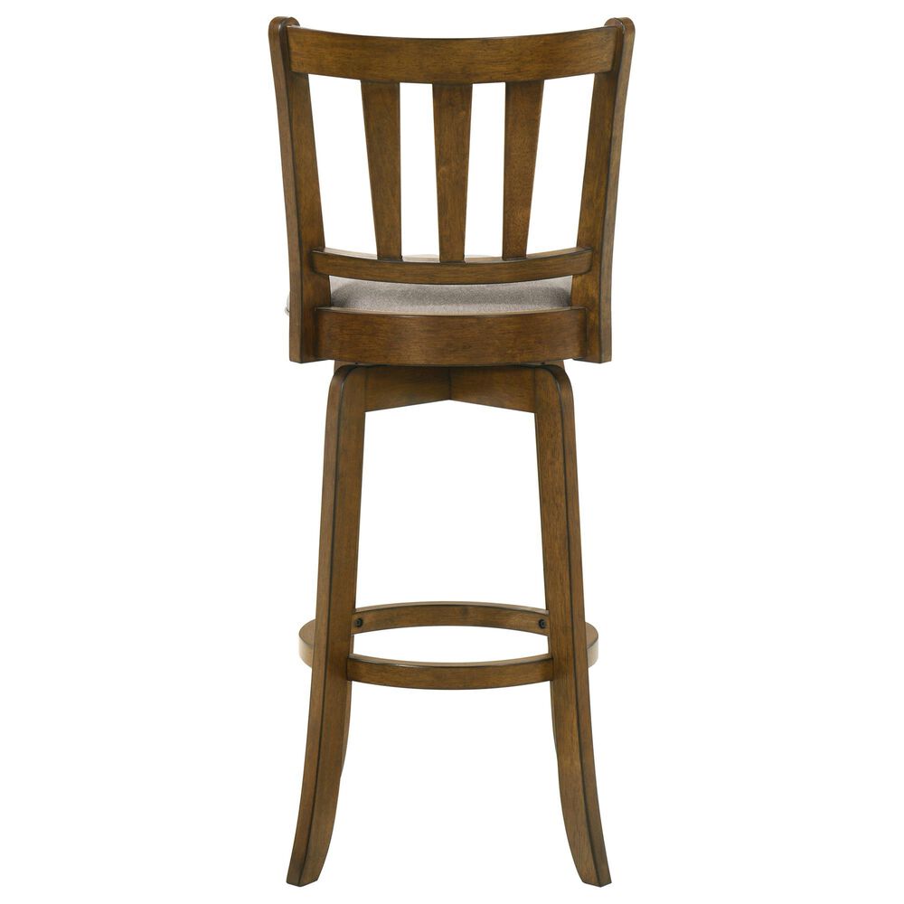 Armen Living Wren Swivel Bar Height Stool with Static Gray Upholstery in Sepia Brown, , large