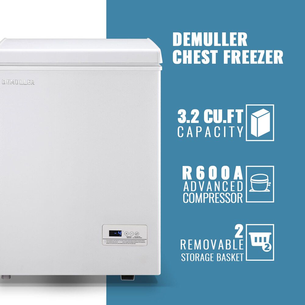 HOMLUX 3.5 Cu. Ft. Deep Chest Freezer with Removable Basket in White, , large