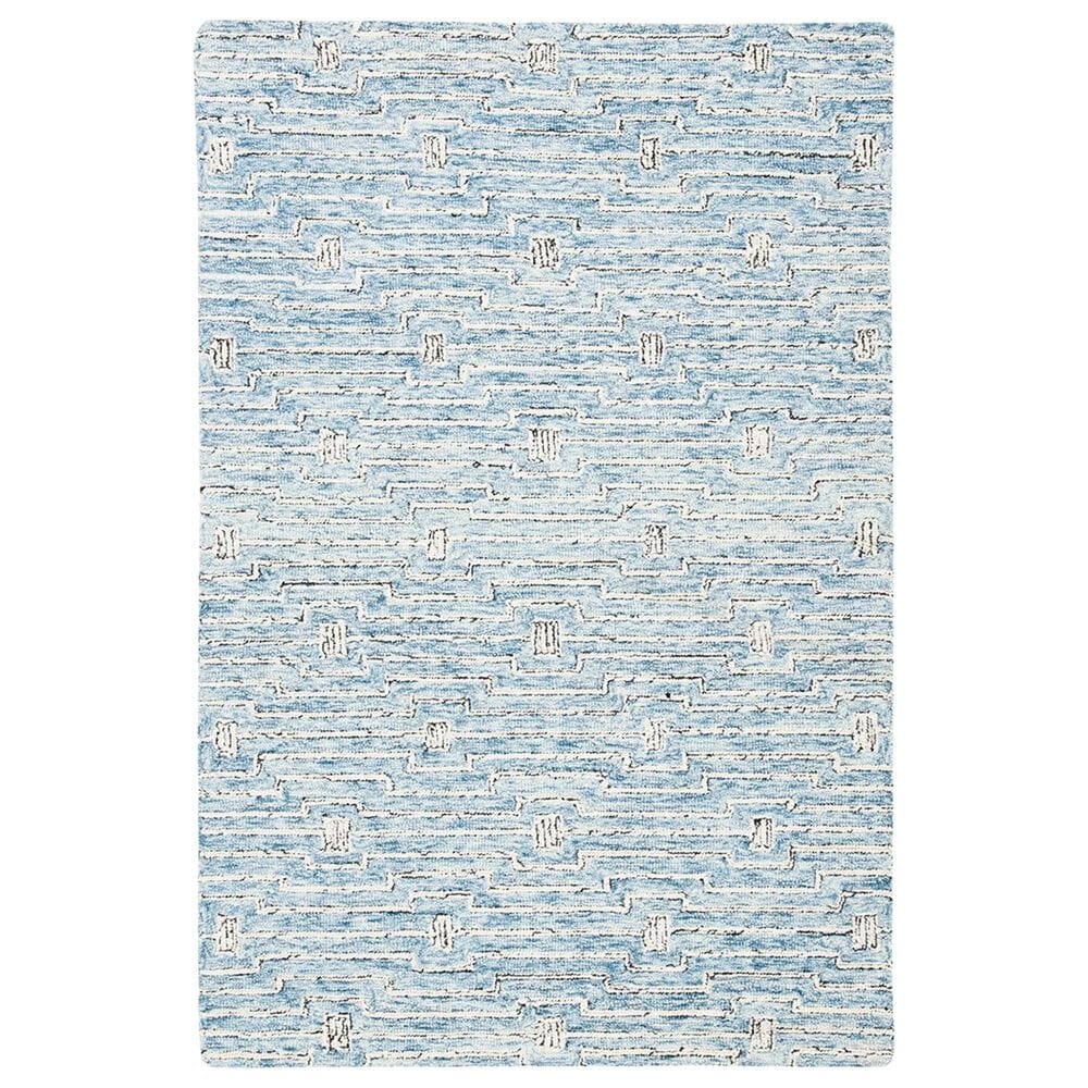 Safavieh Micro-Loop MLP178M 4" x 6" Light Blue and Ivory Area Rug, , large