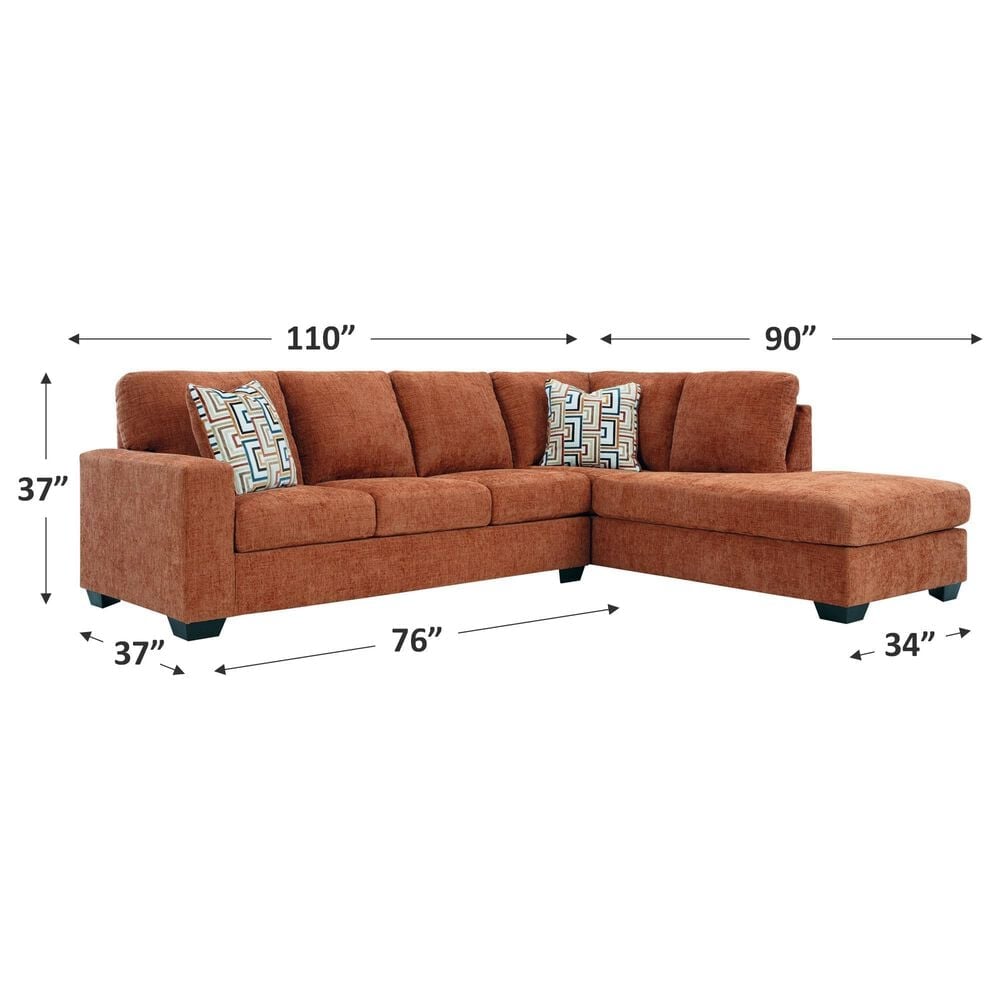 Ashley Aviemore 2-Piece Sectional with Right-Facing Chaise in Spice, , large