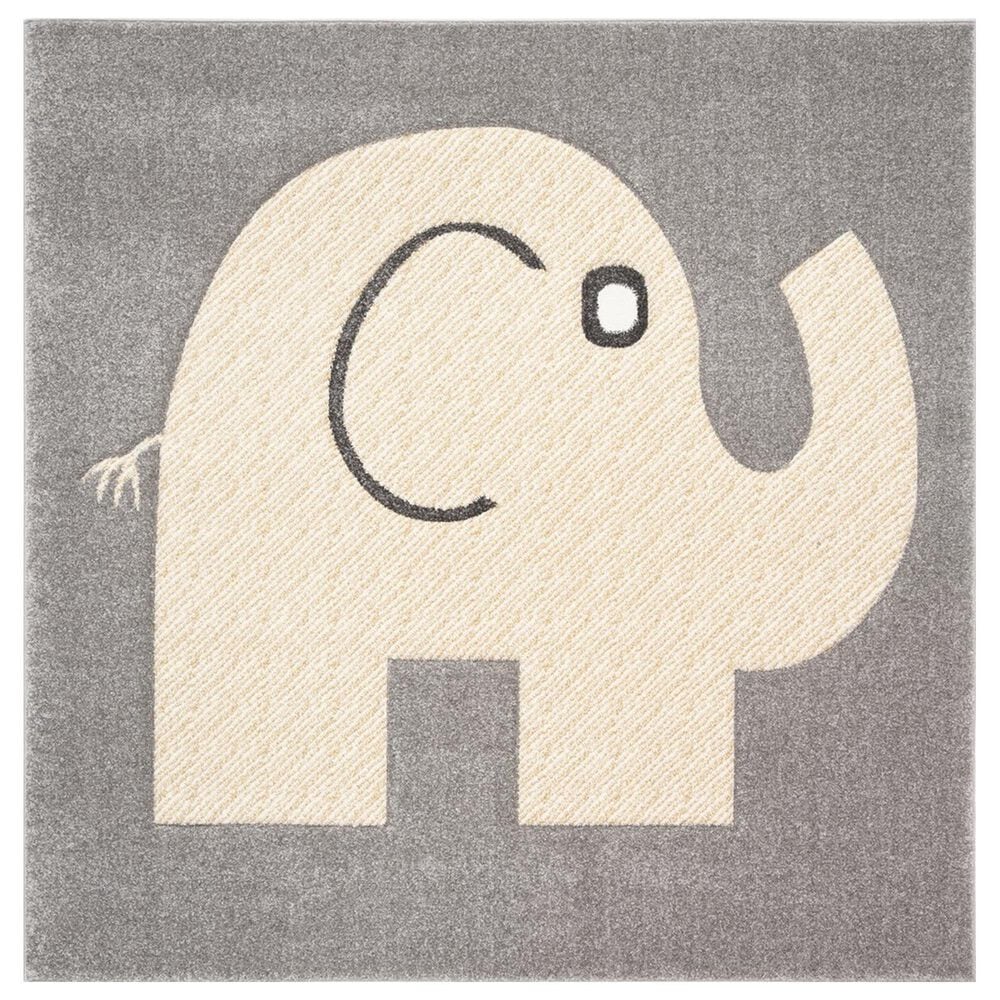 Safavieh Carousel CRK165 5"3" Square Grey and Ivory Kids Area Rug, , large