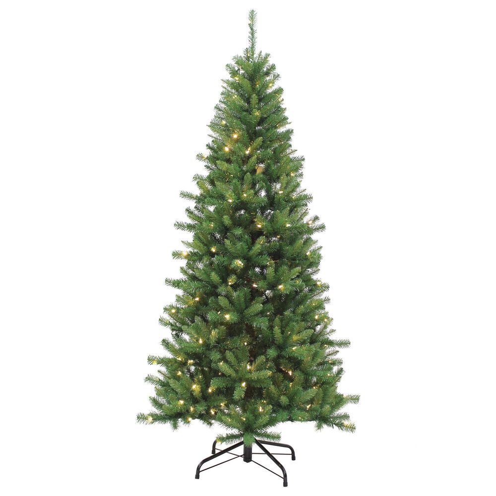 The Gerson Company 7" Ozark Pine Artificial Christmas Tree with Dual Color Changing LED Lights in Green, , large