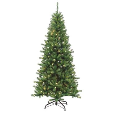 The Gerson Company 7" Ozark Pine Artificial Christmas Tree with Dual Color Changing LED Lights in Green, , large