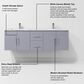 Lexora Home Geneva 60" Double Bathroom Vanity in Dark Grey with 2 cm White Carrara Marble Top and Rectangular Sinks, , large