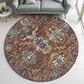 Dalyn Rug Company Silk Road Paprika, Chocolate, Ivory, Gold, Copper, Blue, Teal and Mocha 8" Round Area Rug, , large