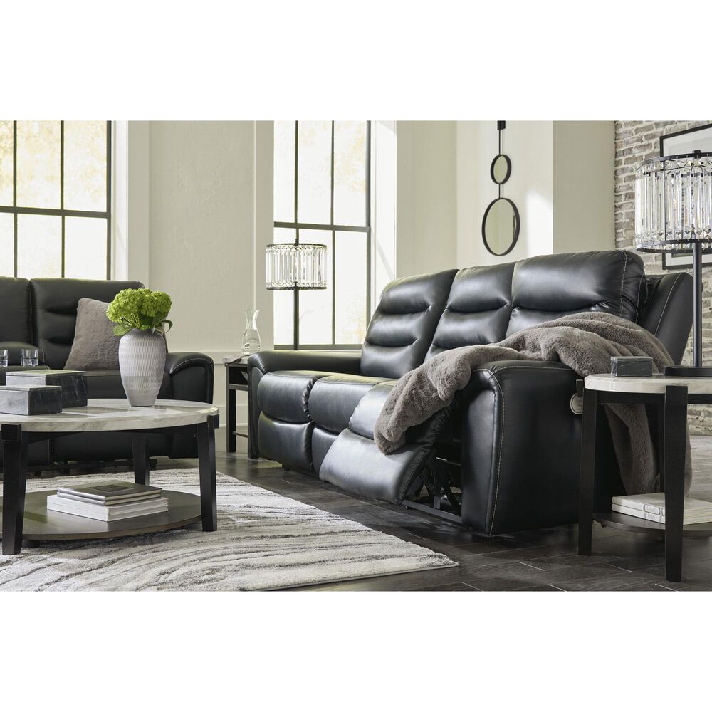 Ashley Warlin Power Reclining Loveseat with Console in Black, , large