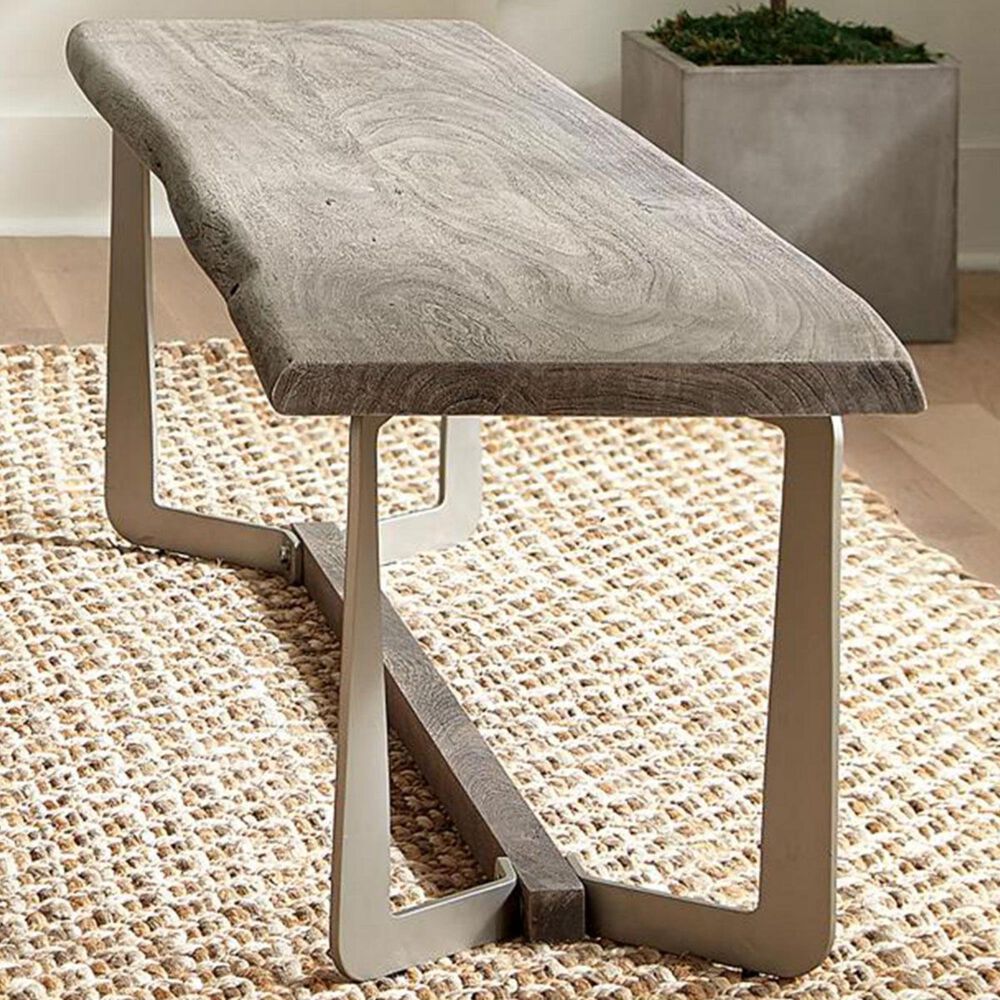 Shannon Hills Waverley Live Edge Bench in Sandblasted Gray Nebraska Furniture Mart