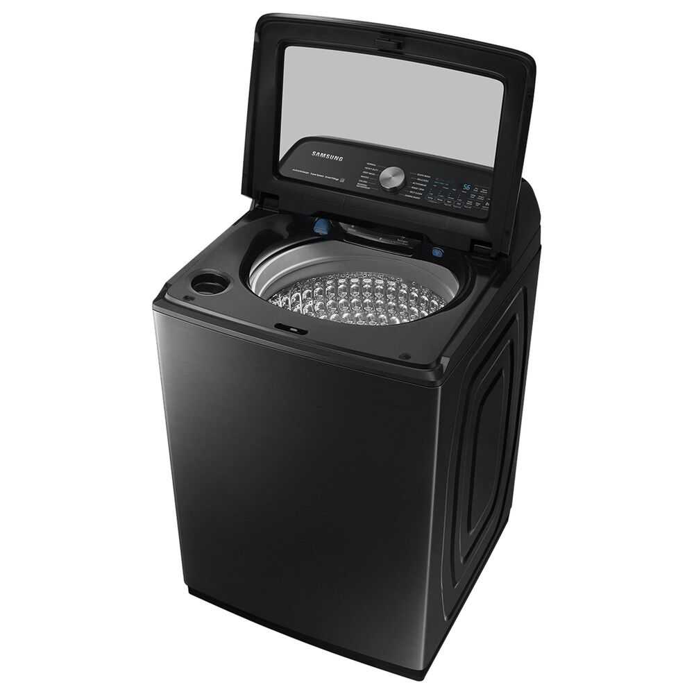 Samsung 5.2 Cu. Ft. Smart Top Load Impeller Washer and 7.4 Cu. Ft. Electric Dryer in Brushed Black, , large